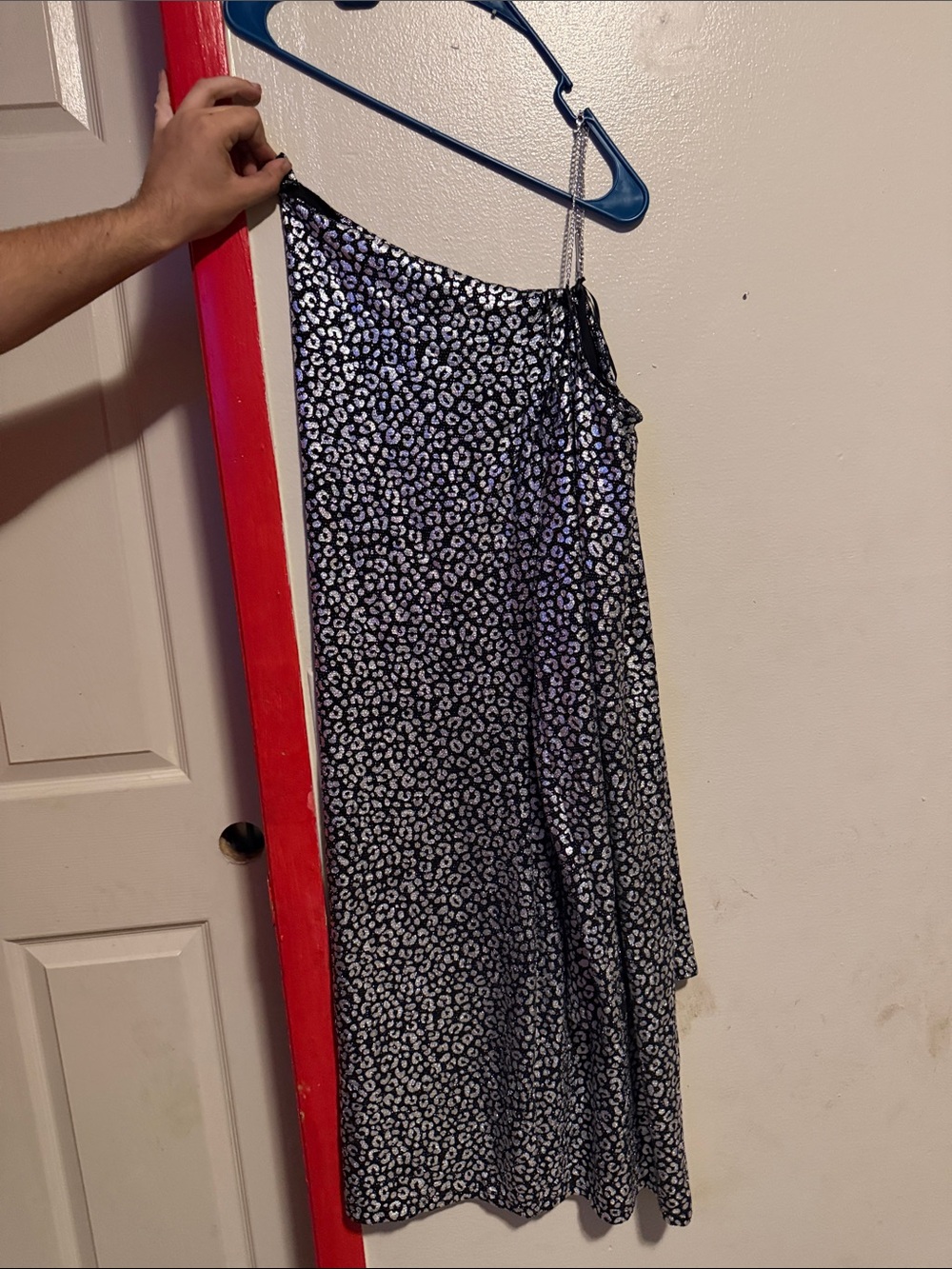 MICHAEL Michael Kors Black and Silver Metallic Leopard Asymmetrical Skirt
